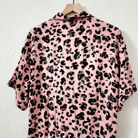 Maeve x Anthropologie Rita Pink Leopard Printed Tunic Blouse Women's Size Small - Picture 7 of 8